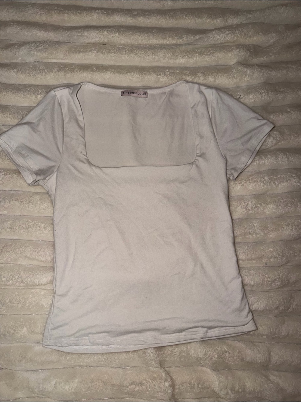 Sincerely Jules White Square Neck Short Sleeve Tee
